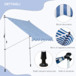 Tenda da Sole da Esterno 2x1,5m a Rullo con Manovella, Altezza e Angolazione Regolabile, Blu - immagine 7