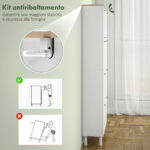 Scarpiera Slim con 4 Cassetti Ribaltabili e Ripiani Regolabili per 24-32 Scarpe, 80x23,5x157 cm, Bianco - immagine 7