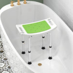 Sgabello da Doccia in Lega di Alluminio e Plastica Antiscivolo, Altezza Regolabile 6 Livelli 39-52cm, Verde - immagine 8