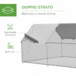 Recinto Gabbia per Galline in Metallo Galvanizzato Impermeabile, Pollaio con Porta e Copertura Oxford, 280x570x195cm - immagine 4