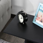 Tavolino da Salotto a C con 2 Ripiani Aperti e 4 Ruote Girevoli, 45x35x58 cm, Nero - immagine 8