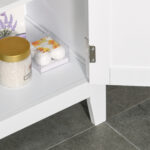 Mobile Bagno con Mensole Regolabili e Armadietto 2 Ante, Mobiletto Bagno Multiuso in Legno, Bianco, 50x30x93cm - immagine 9