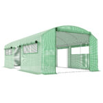 Serra a Tunnel con 3 Porte Avvolgibili e 6 Finestrelle, in Acciaio Zincato e PE, 6x3x2 m, Verde