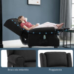 Poltrona Relax Massaggiante Reclinabile con Telecomando, 78x83x101cm, Nero - immagine 8