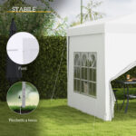 Gazebo 3x3 m Pieghevole e Impermeabile con Pannelli Laterali, in Acciaio e tessuto Oxford, Bianco - immagine 6