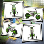 Moto da Cross Elettrica per Bambini con Rotelle, in PP e Metallo, 106,5x51,5x68 cm, Verde - immagine 8