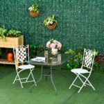 Tavolo da Giardino in Metallo e Vetro con Foro Ombrellone 120x80x70cm - immagine 2