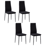 Set 4 Sedie Imbottite per Soggiorno o Sala da Pranzo, Sedie da Cucina Moderne, in Metallo e Tessuto Nero