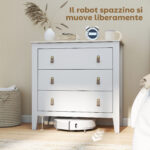 Cassettiera per Camera da Letto a 3 Cassetti con Maniglie in Finta Pelle, 80x40x78,5 cm, Bianco - immagine 8