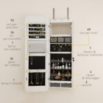 Specchiera Portagioie da Parete e Porta con Specchio Interno Illuminato e Serratura, 37x10x120 cm - immagine 6