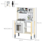 Cucina Giocattolo per Bambini con Altezza Regolabile, Suoni, Luci e Utensili, in MDF e PP, 60x30,5x93,2 cm - immagine 3