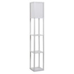 Lampada da Terra con 3 Mensole Integrate, Attacco E27 Potenza 40W, Arredamento Moderno in MDF, 26x26x160cm, Bianco