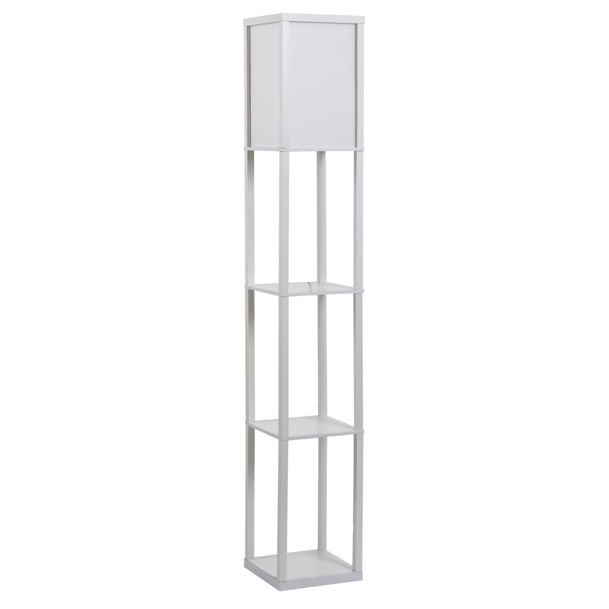 D3Ya5a19495c152c4.jpg Lampada da Terra con 3 Mensole Integrate, Attacco E27 Potenza 40W, Arredamento Moderno in MDF, 26x26x160cm, Bianco - immagine 1