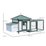 Pollaio da Giardino Prefabbricato in Legno 196x76x97cm, Bianco e Verde - immagine 3