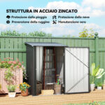 Casetta da Giardino Porta Attrezzi in Lamiera di Acciaio con Serratura, 1x103x160cm - immagine 4