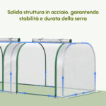 Serra a Tunnel in PVC Trasparente e Acciaio con Porte a Cerniera, 295x1x80 cm - immagine 5