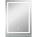 Specchio per Bagno a Luci LED a 3 Colori Regolabili con Mensola in Vetro, 50x12x70 cm, Argento
