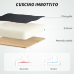 Sedia da Ufficio Reclinabile a 155° con Poggiapiedi, Doppia Imbottitura e Rivestimento in Finta Pelle, Nero - immagine 6