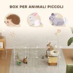 Recinto per Animali Domestici Piccoli con 36 Pannelli di Metallo Modulabili con Porta, Bianco - immagine 5