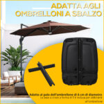 Base per Ombrellone a Braccio Riempibile fino a 75 kg con Base a T Inclusa, 80x60x17 cm, Nero - immagine 4