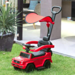 Macchina a Spinta per Bambini 12-36 Mesi con Licenza Mercedes, Tettuccio e Maniglia, 85,5x40,5x95 cm, Rosso - immagine 2