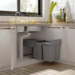 Pattumiera Estraibile da 40L con 3 Contenitori per Raccolta Differenziata, 48x34,2x41,8 cm, Grigio - immagine 2