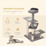 Tiragraffi per Gatti da 1cm con Lettino Rotondo, Pali in Sisal e Rivestimento in Peluche, Grigio - immagine 6
