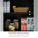 Mobiletto da Cucina Moderno in MDF con 2 Armadietti, 1 Cassetto e Ripiani Regolabili, 90x40x90 cm - immagine 5