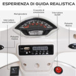 Moto Elettrica per Bambini Design Vespa, Batteria 6V con Suoni e Luci, Età 3-6 Anni, Bianco - immagine 4