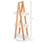 Scaffale Bagno 3 Ripiani in MDF e Bambù, 30x18x81cm, Colore Legno e Grigio - immagine 3