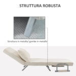 Poltrona Letto 2 in 1 con Schienale Inclinabile in 5 Posizioni, 65×69×82cm, Beige - immagine 7