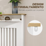 Copritermosifone a Doghe Antiribaltamento con Cassetto Portaoggetti, in Legno, 112x19x97 cm, Bianco - immagine 5