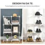 Mobile Scarpiera Modulare Salvaspazio, 6 Cubi in Plastica PP, 65x32x162 cm, Trasparente - immagine 5