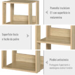 Libreria Scaffale in Legno a Parete con 3 Ripiani, Antiribaltamento, Piedini Antiscivolo, 40x29,2x87,9cm - immagine 6