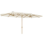 Ombrellone Doppio con Apertura a Manovella, in Acciaio Inox e Poliestere, 455x265x238 cm, Beige