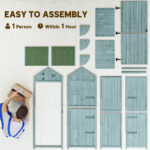 Casetta da Giardino Porta Attrezzi in Legno con 3 Ripiani, 77x54,2x179cm, Blu - immagine 8