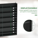 Bacheca Portaoggetti a 6 Ripiani Regolabili in Legno con Ante in Vetro, 80x9,5x83 cm, Nero - immagine 4