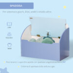 Panca Contenitore Portagiochi 2 in 1 in Legno, Cassapanca con Schienale per Bambini da 3-6 Anni, 60x30x50 cm, Blu - immagine 6