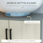 Mobile Bagno sottolavabo con Doppia anta e ripiano in Truciolato, 60x30x60cm, Grigio e color Quercia - immagine 4