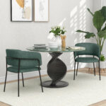Set 2 Sedie per Cucina Imbottite, in Tessuto Effetto Velluto e Acciaio, 57x53x73 cm, Verde - immagine 2