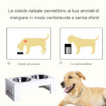Ciotole Rialzate per Cani Taglia Piccola ed Extra Piccola, Supporto Portaciotole in MDF con 2 Ciotole in Acciaio Inox per Cibo e Acqua, Bianco - immagine 4
