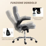 Poltrona da Ufficio Massaggiante a 4 Punti con Riscaldamento e Braccioli Ribaltabili, Grigio - immagine 8