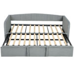 Letto Divano 3 Posti con Lettino Estraibile Convertibile in Letto Matrimoniale,205x186x75 cm, Grigio Chiaro