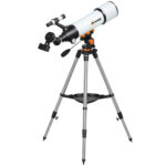 Telescopio Astronomico 80mm con Montatura AZ, 2 Lenti Oculari e Adattatore Smartphone, 92x92x130 cm, Bianco e Nero