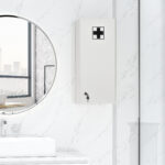 Armadietto Medicinali a Muro con Serratura, 5 Ripiani e Mensole Regolabili, in Legno e Vetro, Bianco, 30x20x70cm - immagine 2