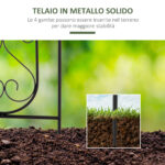 Portapiante Verticale Pieghevole con 5 Vasi da Esterno in Metallo, 82x12,5x150cm, Nero - immagine 5