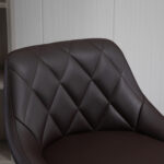 Set 2 Sgabelli da Bar Regolabili con Schienale e Poggiapiedi, Base in Metallo e Seduta in Similpelle, 46x48x83-104 cm, Marrone e Nero - immagine 9