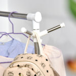 Appendiabiti Stender ad Altezza Regolabile con Fondo Portaoggetti e 4 Ruote, 68,5x42x87-145 cm - immagine 8