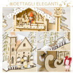 Calendario dell'Avvento in Legno a Forma di Slitta con 24 Cassetti da Riempire, Decorazioni e Luci a LED, 45x10x31cm - immagine 6