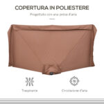 Ombrellone Semicircolare 2,3x1,3 m da Terrazza e Giardino per Parete con Manovella, Caffè - immagine 5